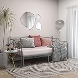 JUNZAI Ausziehsofa Bettgestell, Bett, Lattenrost, Bettrahmen, Jugendbett, Bed Frame, Futonbett, Grau Metall 90x200 cm