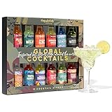 Thoughtfully Gifts Global Cocktail-Mix Set - Geschenk-Set Mit 12 Aromen zum Mischen Für Cocktails (ohne Alkohol) - 12 x 70 ml