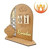 Dosulou Eid Mubarak-Kalender | DIY Ramadan Aus Holz Countdown-Kalender Ornament, Islamische Ramadan Home Party Dekorationen Kinder Geschenke