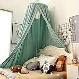 Koomiao Baby Baldachin Betthimmel, Babybett Bettvorhang Hängende Rund Princess Insektennetz Moskitonetz für Kinderzimmer und Spielzimmer Dekoration, Höhe 250cm (Grün)