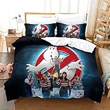 3D Gedruckte Ghostbusters Bettbezug Mit Kissenbezügen,Bettwäsche Set Mit Reißverschluss, Weiche Mikrofaser Fantasy Adventure Quilt Cover Atmungsaktive Tröster Bezüge Für Erwachsene Und Jugendliche Dou