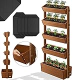 KESSER® Hochbeet mit 5 Etagen Premium Blumenkasten Blumentreppe Pflanztreppe - Gemüsebeet Kräuterbeet Pflanzkübel Frühbeet Blumenbeet Pflanzkasten inkl. Gartenvlies- Beet für Terrasse Balkon & Garten