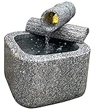 Dehner Gartenbrunnen Bambu mit LED-Beleuchtung, 47 x 45 x 45 cm, Granit, grau