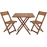 Casaria® Balkonmöbel Set 3-TLG Holz Klappbar Wetterfest 160kg Belastbarkeit Akazie 2 Personen Balkon Garten Balkonset Gartenmöbel Braun 139x60x71cm