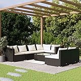 ZEYUAN 8-TLG. Garten-Lounge-Set mit Kissen, Lounge Gartenmöbel Set, Gartenlounge Set, Loungemöbel, Möbelsets, Garten Möbel, Balkon Möbel, Schwarz Poly Rattan