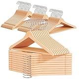 OGIVO Kleiderbügel Holz 50 Stück - Made in EU - Holzbügel Natur für Ihren Garderobe - Haken um 360° drehbar - Einkerbungen im Schulterbereich - Hangers Clothes