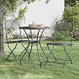 ZEYUAN 3-TLG. Garten-ESS-Set, Sitzgruppe Garten, Sitzecke Garten, Lounge Gartenmöbel Set, Balkonmöbel Set, Möbelsets, Streckmetallgitter Anthrazit