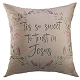 Zierkissen Text Der Flower Faith-Hymne Kissenbezüge Bedruckt Kissen-Bezug 45X45Cm Für Terrasse, Cafe, Sofa
