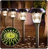 BEAU JARDIN 8 Stück Solarlampen für Außen Garten Solarleuchten Solarleuchte wasserdichte Edelstahl Metall Glas Solar Leuchten Gartenlampen Gartenleuchten Winterfest Silber