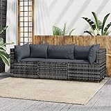 Yolola Poly-Rattan 3-Sitzer Balkonsofa | Balkonmöbel Kleiner Balkon | Gartensofa Set | Rattan Garten-Lounge-Möbel Set perfekt für kleine Balkons Grau