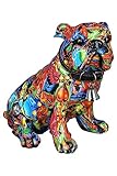 Casablanca Deko Figur Mops sitzend - Moderne Tierfigur Sculptur im Street Art Graffiti Design - Mehrfarbig Höhe 23 cm