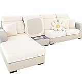 Mingfuxin Sofa-Sitzkissenbezüge, Stretch-Sofakissenbezüge, universal, Sofabezug, Schonbezüge für L-förmige Sofa, Chaiselongue, Möbelschutz (Gewebe), Weiß