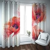 LEFEDA Transluzent Orange Floral Botanical Print Sheet Wärmedämmung Wohnzimmer Helle Farbe Verdunkelungstülle Fenster Vorhänge 2 Paneele 117x160cm