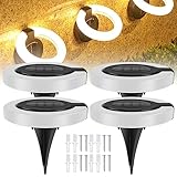 Awmark Solarleuchten Outdoor Garten 4 Pack Solar Bodenleuchten 17LED Solar Gartenleuchten Wasserdicht Warmes Licht Pfahl Terrassenleuchten mit verstellbarem Kopf Solar Wegleuchten für Garten Rasen Weg