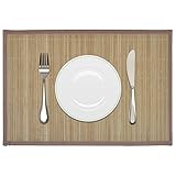 6 Bamboo Placemats, LAPOOH Tischsets Abwaschbar, Platzset, Tischset, Untersetzer Teller, Tischuntersetzer, Teller Untersetzer, 30 x 45 cm Brown