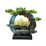 brunnen Indoor Desktop Brunnen Entspannung Fließendes Wasser Brunnen Desktop Feng Shui Rad Zirkulation Wasser Bonsai Dekorative Ornamente for Büro Wohnzimmer TV Schrank Wohnaccessoires & Deko (Color