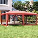 Partyzelt mit 6 Mesh-Seitenwänden, ZEYUAN Party Zelt, Pavillon, Faltpavillon, Garagenzelt, Gartenzelt, Rot 6x4 m HDPE
