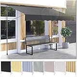 Ikodm Klemmmarkise mit Handkurbel 350x120x200-300cm Grau Balkonmarkise ohne Bohren, UV-beständig 50+ höhenverstellbar Sonnenschutz wasserabweisend, einfache Montage
