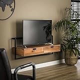 RINGO-Living TV Board Kaia, Sideboard Fernseher aus Holz & Metall, TV Lowboard Schwebend, Industrial Sideboard Deko, TV Schrank Holz, TV Wandschrank, Sideboard Rustikal, Industrie Design TV-Lowboard