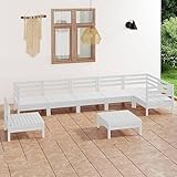 DCRAF Gartenmöbel-Set 8-tlg. Kiefer massiv weiß