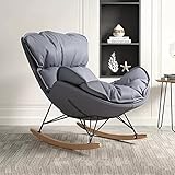 LEIYTFE Kinderzimmer Schaukelstühle Moderner Stuhl Für Das Wohnzimmer, Loungesessel Stuhl Gepolsterter Schaukelstuhl Glider Chair,Side Chair Dickes Kissen (Color : Dark Grey)