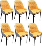 Moderne Küche Esszimmer Stühle Set Küche 6er Set Esszimmerstuhl Kunstleder Sessel Empfangsstühle Bequeme Rückenlehne Stabile Stahlbeine Lounge Wohnzimmer Schminktisch (Farbe: Orange + Grau, Si