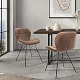 ML-Design 6er Set Esszimmerstühle mit Rückenlehne, Braun, Küchenstuhl mit Kunstlederbezug, Polsterstuhl mit Metallbeinen, Ergonomischer Esstischstuhl, Esszimmerstuhl Wohnzimmerstuhl Küchenstühle