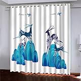 Verdunkelungsvorhang Kinderzimmer Blickdichter Ösenvorhang Vorhänge 3D Blauer Cartoon-Hirsch 140 X 160 cm (B X H) Ösenschal 2Er Set Vorhänge Wohnzimmer Schlafzimmer Thermo Gardinen Dekoration