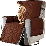XRDSHY Sesselschoner Für Relaxsessel, Wasserdicht rutschfest sesselschoner Mit Armlehnen,1 Sitzer Taschen Sesselüberwurf,Waschbar Sesselschutz für Hunde Haustieren,Braun-Small