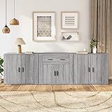 SHUJING Sideboards 3 STK Flurschrank, Kommode Schlafzimmer, Flur Kommode, Sideboard Wohnzimmer, Beistellschrank, Kommodenschrank, Grau Sonoma Holzwerkstoff