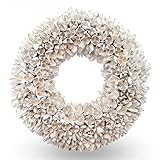 Quergang - Türkranz aus Bakuli-Früchten mit Ring zum aufhängen oder als Tischdekoration - dekorativer Kranz aus Naturmaterialien - handgefertigt (30cm, Weiß)