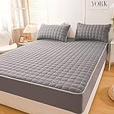 Boxspringbett Spannbettlaken,Kinder-Karikatur-Druck-Boxspring-Matratzenschoner für Schlafzimmer, Schlafzimmer, Hotel, einfarbige Bettwäsche, Bettdecke, grau, 180 * 200 cm + 30 cm