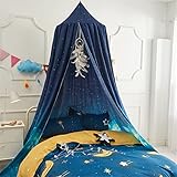 Groß Moskitonetz für Kinderzimmer Junge Blauer Sternenhimmel Kinder Baldachin Betthimmel Babybett Himmelbett Bettvorhang für Schlafzimmer Ankleidezimmer (2)