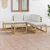 INLIFE 6-TLG. Garten-Lounge-Set mit Creme Kissen,75.64kg,3065003