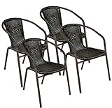 Nexos 4er Set Bistrostuhl Stapelstuhl Balkonstuhl Poly Rattan Gartenstuhl Terrasse Stuhl braun