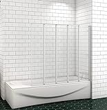 Acezanble 120x140cm Badewannenaufsatz 5-teilig Badewannenfaltwand Duschwand Duschabtrennung
