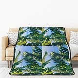 ELBULL Bananenblatt-Flanelldecke, doppelseitig, bedruckt, weich, warm, elegant, Kunstfell, 152,4 x 203,2 cm
