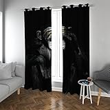 LANDOCROWN Tiermuster Verdunkelungsvorhänge 2 Paneele Polyester Schlafzimmer Personalisieren Vorhänge Öse Wärmeisolierter Schlafzimmervorhang H 190 x B 150 cm