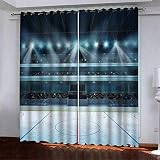 3D Vorhang Blickdicht Basketballplatzbeleuchtung 100% Polyesterfaser Wohnkultur Personalisierter Druck Kinder Vorhang Schlafzimmer 220(B) X215(H) cm - Wohnzimmer Büro Kinderzimmer Fenster Dekor