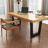 FAANAS 47 Zoll Massivholz-Schreibtisch, Home-Office-Schreibtisch Einfaches Studium Schreibtisch Arbeitsplatz Rustikaler Stil Massivholz-Computertisch