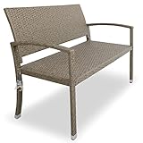 Casaria Gartenbank Polyrattan Wetterfest UV-beständig 122x90x58cm 320kg Belastbar Garten Terrasse Balkon Bank Sitzbank Gartenmöbel 2-Sitzer Creme