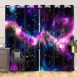 SDOTPMT 117x183cm Galaxis Fenstervorhang Weltraum Lila Sternenklar Nacht Himmel Fenstervorhänge Universum Planet Blickdichte Vorhänge für Schlafzimmer Thermisch isoliert Vorhang, 2 Stücke