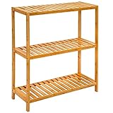 DuneDesign Bambus Standregal 60 cm Breit - 69x60x26 Badregal - Regal Holz für Küche Badezimmer Schrank Balkon - Badmöbel Schuhregal Küchenregal Stehend - Handtuch Wandregal - Küchen Organizer