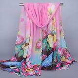 Generic Schal Häkeln Für Anfänger Set Weicher Schal-Schal-Verpackungs-Frauen-Art- und Weiselanger Damen-Schal-Schal-Chiffon-Schal Freihandbogen Schals (Pink, One Size)