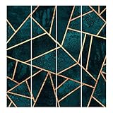 Bilderwelten Schiebegardinen Set Elisabeth Fredriksson Dunkles Türkis mit Gold 4 Flächenvorhänge 250 x 240cm Wandhalterung
