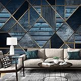 JUEWEIER Blaues geometrisches Holz Maserung Relief Wandbild Wohnzimmer TV Hotel Innendekoration Wandmalerei Wandkunst