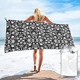 Schnell trocknendes Handtuch, weiß, Punk-Totenkopf-Druck, Badetücher, Strand, groß, Sport, schnell trocknend, Camping, Reisen, King (80 x 160 cm), interessant