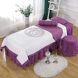 Beauty Massage Tagesdecke 4-teilig Beauty Bed Cover Nordic Style Beauty Salon Bettbezug Einfache Massage Bettbezug Dicke Einfarbig Schönheit Dekoration Tagesdecke (Lila 70 * 185 cm)