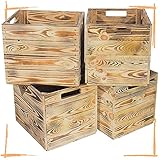 4 schöne Korbkisten aus Holz, passend für Kallax Ikea, zum Verstauen von Schulsachen / Spielzeug, neu, 37,5x32x32,5cm (geflammt)