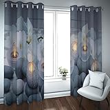 LEFEDA Spa-Tülle Verdunkelung Vorhänge Romantischer Stil Kerze Weiße Orchidee Kieselmuster Wärmeisolierte Fenstervorhänge 2 Paneele 140x245cm